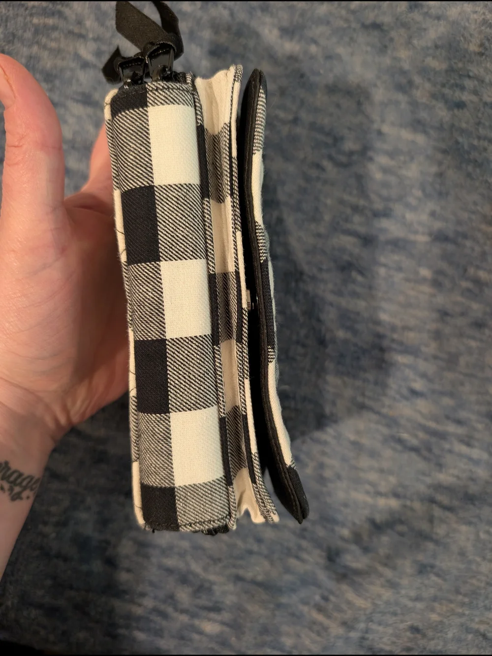 Vera Bradley Pearl Buffalo Check Quilted Wallet With Removable Crossbody Strap